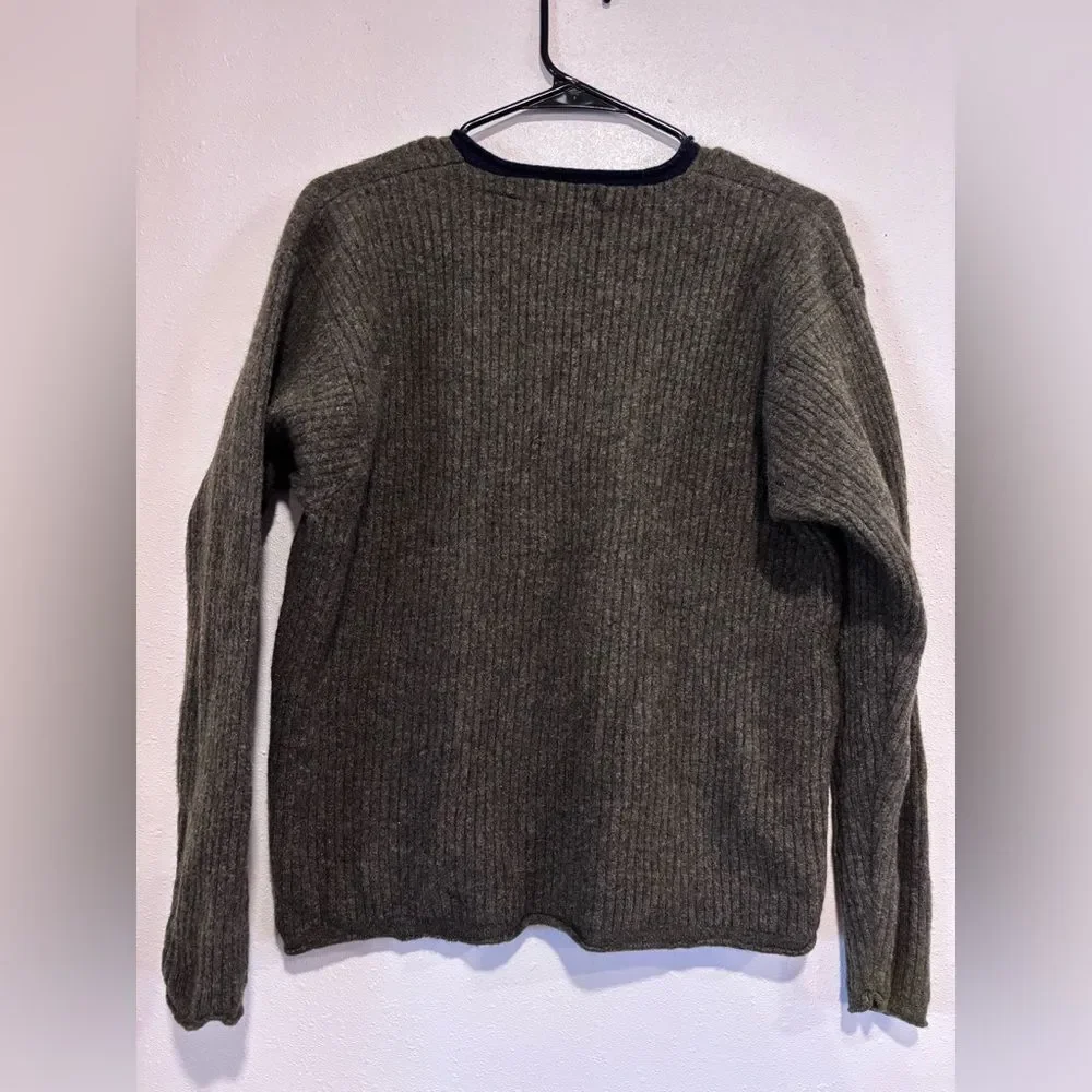 Vintage FILA SPORT Lambswool Pullover Sweat Olive Green, 100 wool,